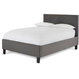 GFW Thea Double Grey Velvet End Lift Ottoman Bed with Chevron Headboard - Wilko - thumbnail 3