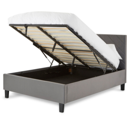 GFW Thea Double Grey Velvet End Lift Ottoman Bed with Chevron Headboard - Wilko - thumbnail 4