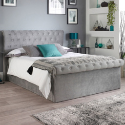 Aspire Chesterfield Small Double Grey Ottoman Bed - Aspire Beds - Wilko