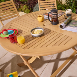 Rowlinson Ashdown 6 Seater Round Folding Dining Set with Cushions - Brown - Wilko - thumbnail 4