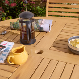 Rowlinson Ashdown 6 Seater Round Folding Dining Set with Cushions - Brown - Wilko - thumbnail 5
