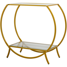 Zenor Single Shelf Clear Glass Gold Frame Console Table - Size: 800 x 900 x 400cm - LPD Home - Wilko - thumbnail 3