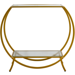 Zenor Single Shelf Clear Glass Gold Frame Console Table - Size: 800 x 900 x 400cm - LPD Home - Wilko - thumbnail 4