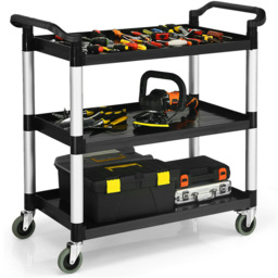 Costway 3 Shelf Multifunctional Utility Cart with Flexible Wheels - Size: 92 x 57 x 28cm - Black - Wilko - thumbnail 5