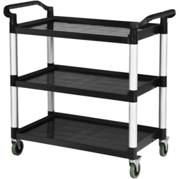 Costway 3 Shelf Multifunctional Utility Cart with Flexible Wheels - Size: 92 x 57 x 28cm - Black - Wilko