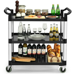 Costway 3 Shelf Multifunctional Utility Cart with Flexible Wheels - Size: 92 x 57 x 28cm - Black - Wilko - thumbnail 4