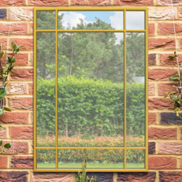 MirrorOutlet The Genestra Gold Modern Contemporary Garden Wall Mirror 100 x 70cm - Size: 100 x 70 x 3cm - Wilko - thumbnail 3