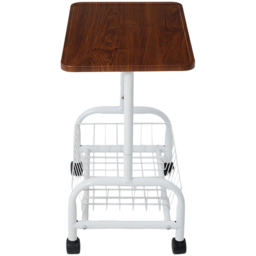 Living and Home Walnut and White Side Table with Basket - Size: 50 x 47 x 35cm - Walnut + White - Wilko - thumbnail 6