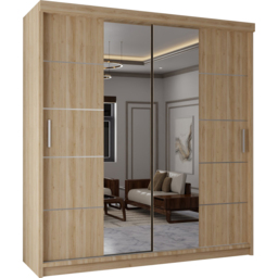 Sliding Wardrobes 4U 2 Sliding Door Oak Half Mirrored Wardrobe 120cm - Size: 2 Door - Brown - Wilko - thumbnail 3