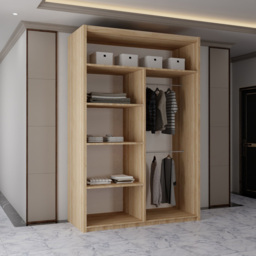 Sliding Wardrobes 4U 2 Sliding Door Oak Half Mirrored Wardrobe 120cm - Size: 2 Door - Brown - Wilko - thumbnail 4