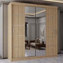 Sliding Wardrobes 4U 2 Sliding Door Oak Half Mirrored Wardrobe 120cm - Size: 2 Door - Brown - Wilko - thumbnail 1