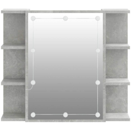 vidaXL Single Door 3 Shelf LED Concrete Grey Mirror Cabinet - Size: 60 x 70 x 16.5cm - Wilko - thumbnail 4