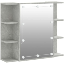 vidaXL Single Door 3 Shelf LED Concrete Grey Mirror Cabinet - Size: 60 x 70 x 16.5cm - Wilko - thumbnail 3