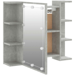 vidaXL Single Door 3 Shelf LED Concrete Grey Mirror Cabinet - Size: 60 x 70 x 16.5cm - Wilko - thumbnail 6