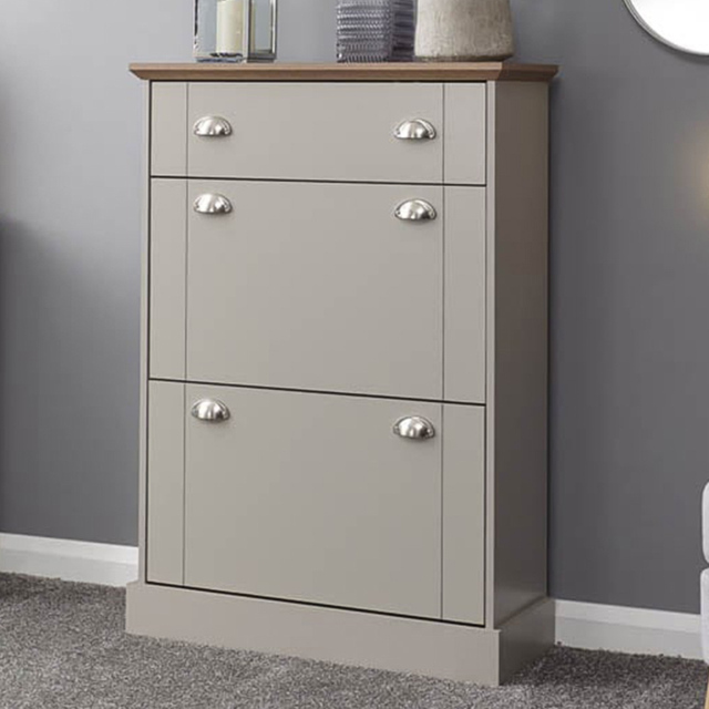 GFW Kendal Grey Deluxe Shoe Cabinet - Size: 29 x 76 x 108cm - Wilko - image 1