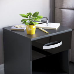 VIDA DESIGNS Hulio Single Drawer Black Bedside Table - Wilko - thumbnail 4