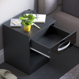 VIDA DESIGNS Hulio Single Drawer Black Bedside Table - Wilko - thumbnail 6