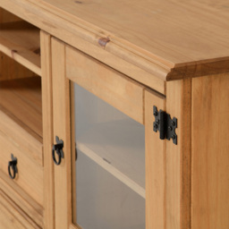 Seconique Corona Single Door Single Drawer Distressed Pine Entertainment TV Unit - Size: 45 x 105 x 58cm - Brown - Wilko - thumbnail 6