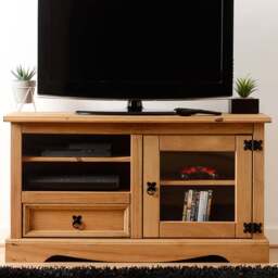 Seconique Corona Single Door Single Drawer Distressed Pine Entertainment TV Unit - Size: 45 x 105 x 58cm - Brown - Wilko