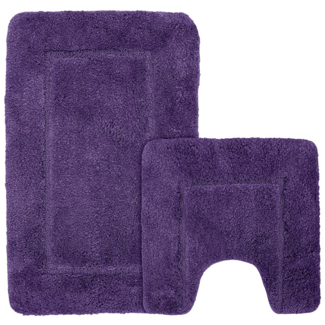 Mayfair Purple Micro Fibre Bath Mat Set - Wilko - image 1