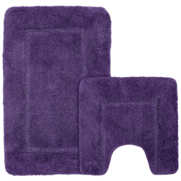 Mayfair Purple Micro Fibre Bath Mat Set - Wilko - thumbnail 1