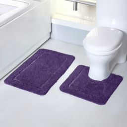 Mayfair Purple Micro Fibre Bath Mat Set - Wilko - thumbnail 3