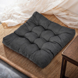 Living and Home Dark Coffee Soft Corduroy Chair Cushion 55 x 55cm - Size: 5 x 55 x 55cm - Dark Grey - Wilko - thumbnail 3