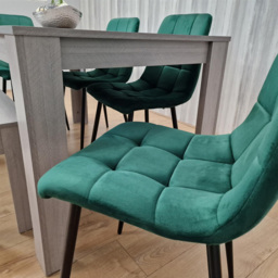 Portland 6 Seater Velvet Dining Bench Set Grey and Green - Wilko - thumbnail 4
