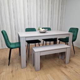 Portland 6 Seater Velvet Dining Bench Set Grey and Green - Wilko - thumbnail 7