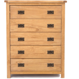 Cabinet Bits Lugo 5 Drawer Brown Brass Drop Handle Chest of Drawers - Wilko - thumbnail 3