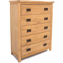 Cabinet Bits Lugo 5 Drawer Brown Brass Drop Handle Chest of Drawers - Wilko - thumbnail 4