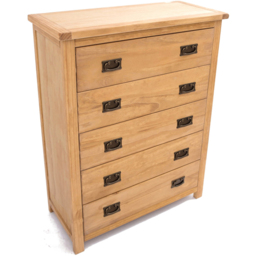 Cabinet Bits Lugo 5 Drawer Brown Brass Drop Handle Chest of Drawers - Wilko - thumbnail 5