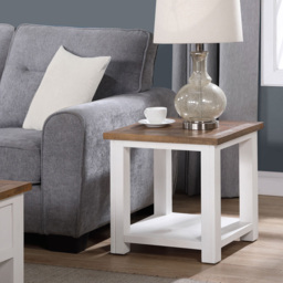 Baumhaus Splash of White Single Shelf Brown and White Lamp Table - Wilko - thumbnail 7