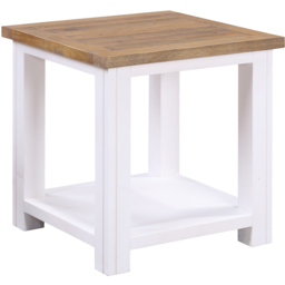 Baumhaus Splash of White Single Shelf Brown and White Lamp Table - Wilko - thumbnail 3