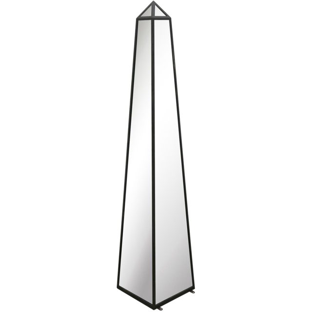MirrorOutlet The Obelisk Black Metal Edged Mirrored Garden Ornament 150 x 30cm - Size: 150 x 30 x 30cm - Wilko - image 1