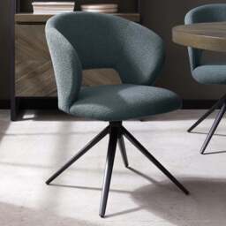 Bentley Designs Stella Blue Boucle Fabric Swivel Chair - Size: 83 x 57 x 61cm - Wilko