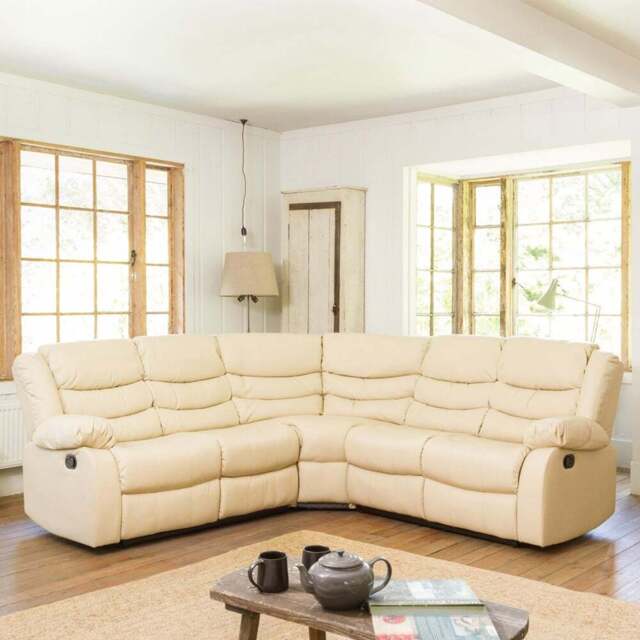 Brooklyn 5 Seater Cream Corner Manual Recliner Sofa - Artemis Home - Wilko - image 1
