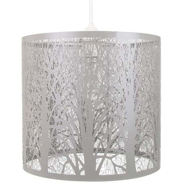 Happy Homewares Soft Grey Metal Forest Design Pendant Shade - Size: 25 x 23 x 23cm - Wilko - image 1