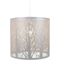 Happy Homewares Soft Grey Metal Forest Design Pendant Shade - Size: 25 x 23 x 23cm - Wilko - thumbnail 3