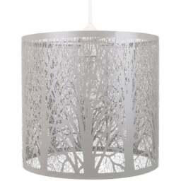 Happy Homewares Soft Grey Metal Forest Design Pendant Shade - Size: 25 x 23 x 23cm - Wilko