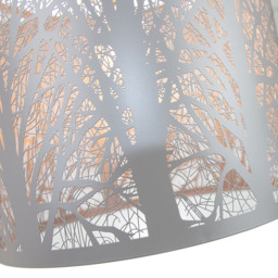 Happy Homewares Soft Grey Metal Forest Design Pendant Shade - Size: 25 x 23 x 23cm - Wilko - thumbnail 4