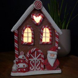 Samuel Alexander Gingerbread Santa Candy Cabin LED Christmas Decoration - Size: 20 x 13 x 13cm - Brown - Wilko - thumbnail 5