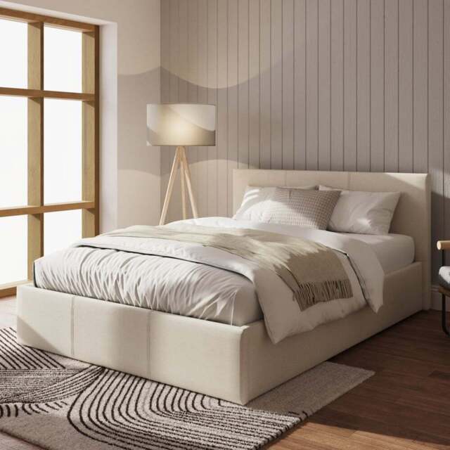GFW Double Natural Side Lift Ottoman Bed - Cream - Wilko - image 1