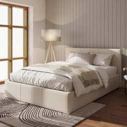 GFW Double Natural Side Lift Ottoman Bed - Cream - Wilko - thumbnail 1