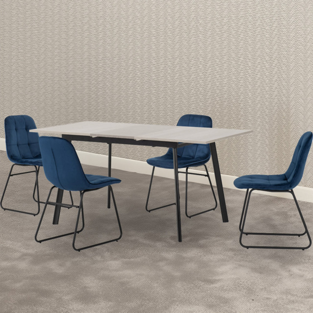 Seconique Avery Lukas 4 Seater Extending Dining Set Concrete and Sapphire Blue - Grey - Wilko - image 1