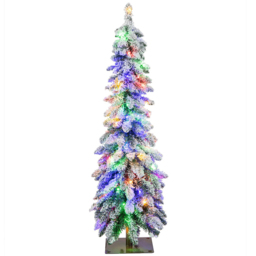 Costway Pre Lit Slim Pencil LED Artificial Christmas Tree 4ft - Green - Wilko - thumbnail 1