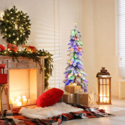 Costway Pre Lit Slim Pencil LED Artificial Christmas Tree 4ft - Green - Wilko - thumbnail 3