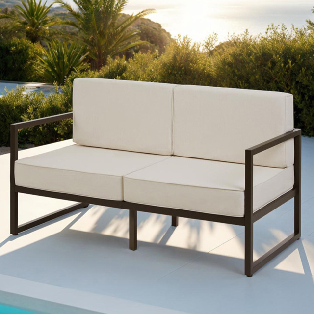 tectake Comosa 2 Seater Garden Sofa with Cushion - Brown - Wilko - image 1