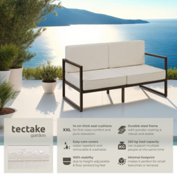 tectake Comosa 2 Seater Garden Sofa with Cushion - Brown - Wilko - thumbnail 7