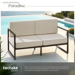 tectake Comosa 2 Seater Garden Sofa with Cushion - Brown - Wilko - thumbnail 5
